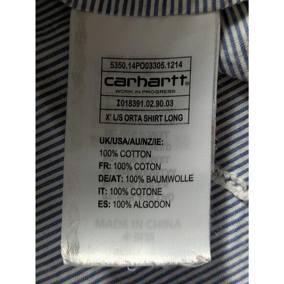 Carhartt WIP Orton Blue & White Striped, BAND COLLAR - Small RARE - Picture 15 of 16